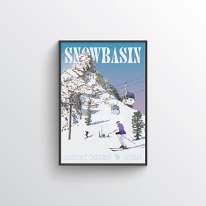 Snowbasin Mount Ogden Utah Poster di viaggio in stile vintage
