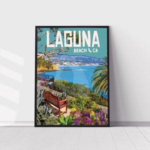 Laguna Beach California Vintage Style Travel Poster
