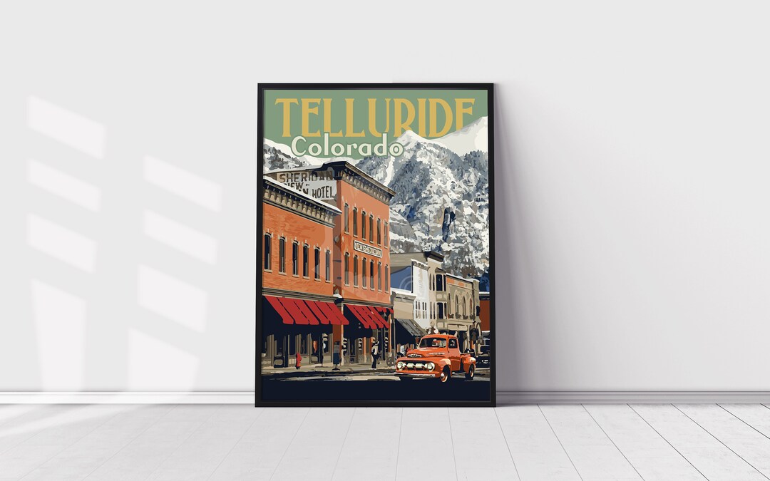 Telluride Colorado Downtown Skiing Vintage-style Travel Poster - Etsy
