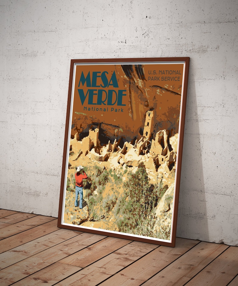 Mesa Verde National Park Travel Poster Original Mesa Verde Etsy