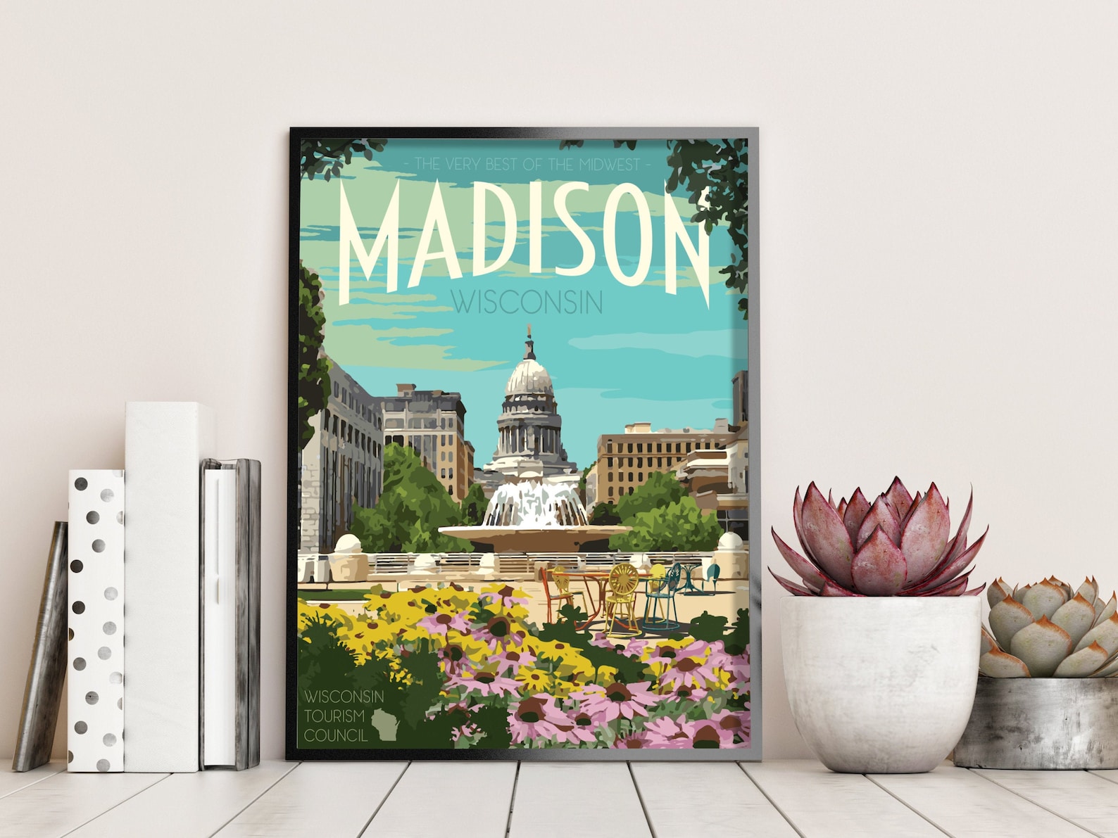 Madison Wisconsin Travel Poster Vintage Madison Wisconsin Etsy