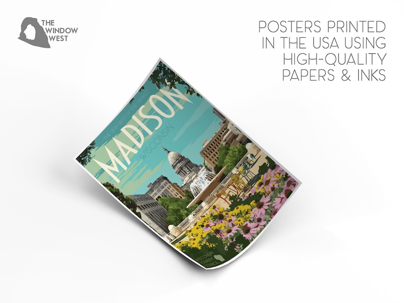 Madison Wisconsin Travel Poster Vintage Madison Wisconsin Etsy