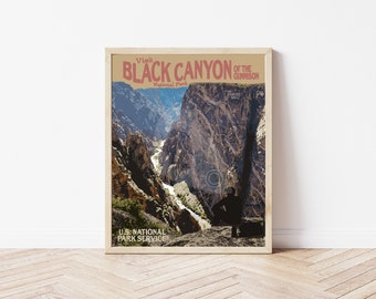 Black Canyon van het Gunnison National Park Colorado Vintage-Style Reisposter