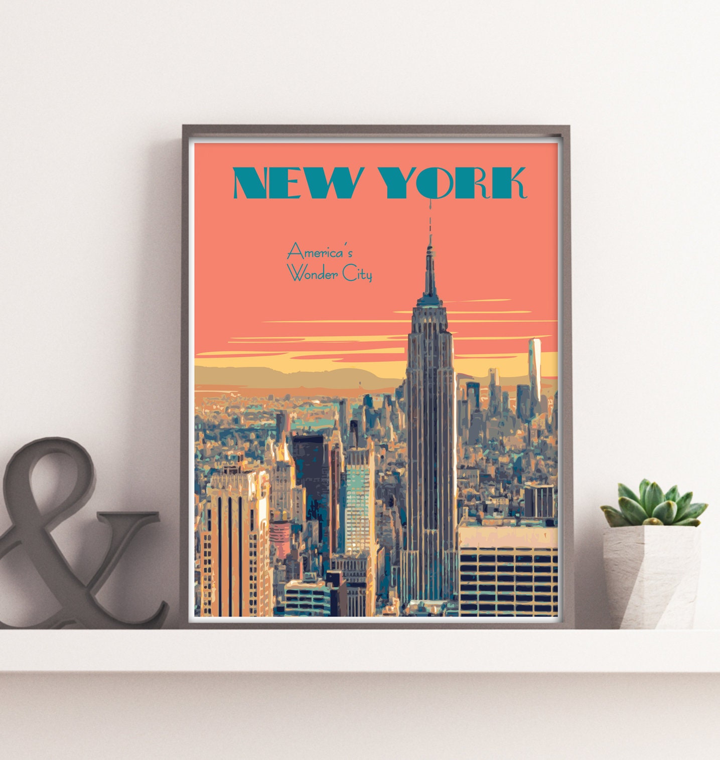 Discover New York City Vintage Style Travel Poster, New York City Cityscape Posters