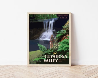 Cuyahoga Valley National Park Print, Cuyahoga Blue Hen Falls Poster, Ohio National Park Travel Poster