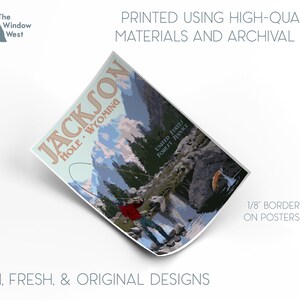 Jackson Hole Print, Jackson Wyoming Vintage Style Travel Poster image 3