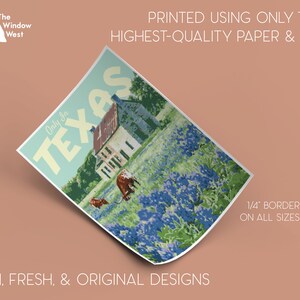 Texas Bluebonnet reseaffisch, konsttryck i vintagestil bild 4
