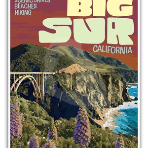 Big Sur California Poster, Big Sur National Forest Poster, California Poster, Big Sur Travel Poster. Big Sur Art image 2