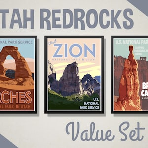 Utah National Parks Posters, Utah Redrocks National Park Prints, Zion National Park, Bryce Canyon National Park, Arches National Park Print