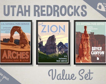 Utah National Parks Posters, Utah Redrocks National Park Prints, Zion National Park, Bryce Canyon National Park, Arches National Park Print