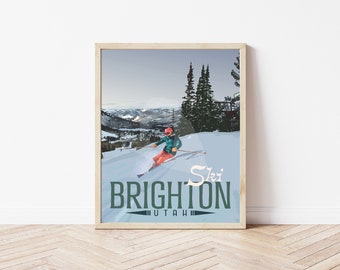 Brighton Utah Print, Ski Brighton Poster, Utah Mountain Art