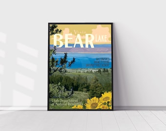 Bear Lake Utah Idaho Vintage Travel Poster Art
