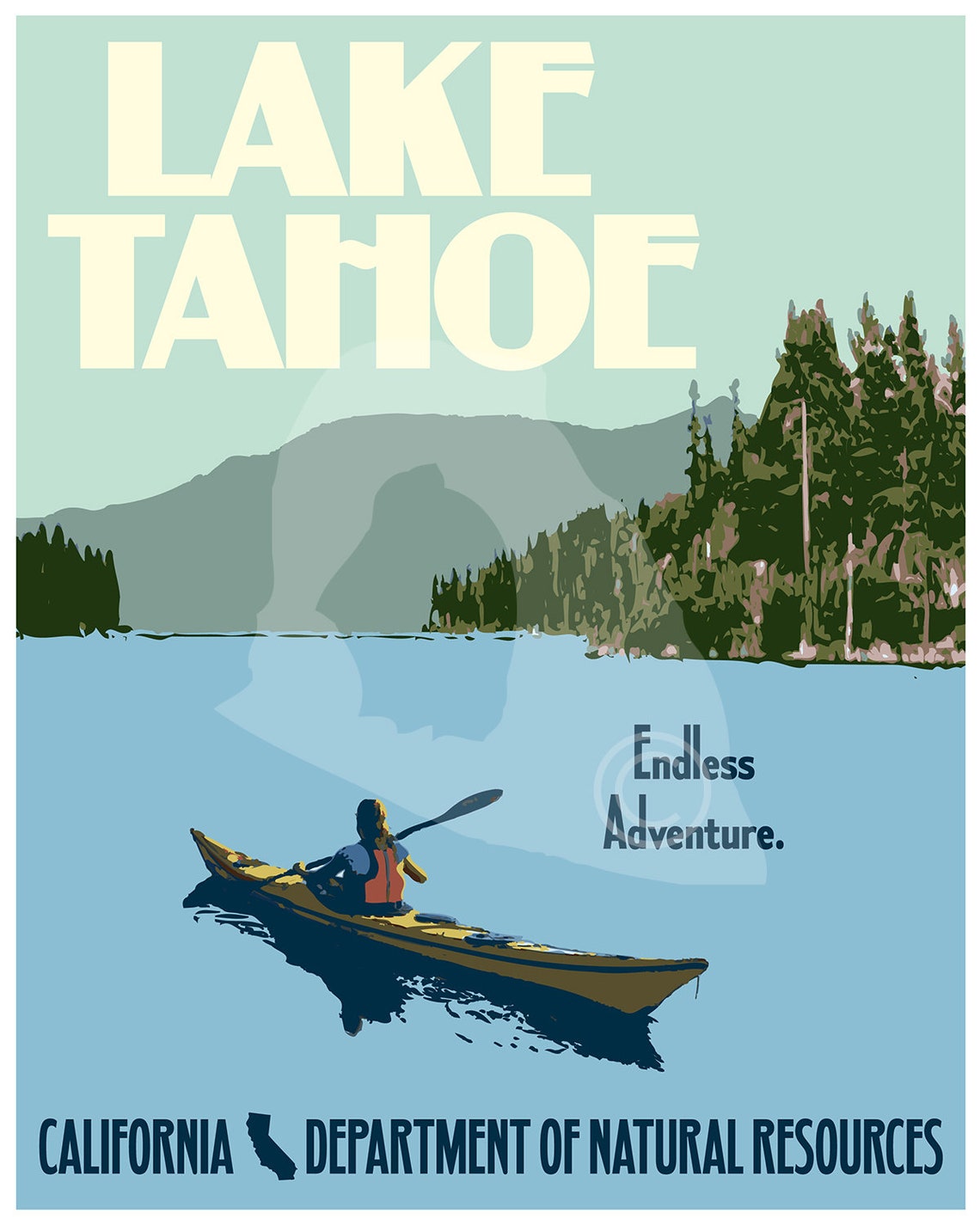 Lake Tahoe Travel Poster Lake Tahoe Print Vintage Travel | Etsy