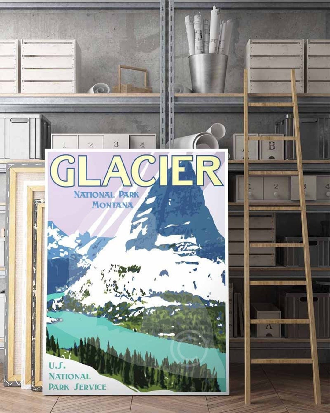 Glacier National Park Vintage Travel Poster, Montana Print - Etsy
