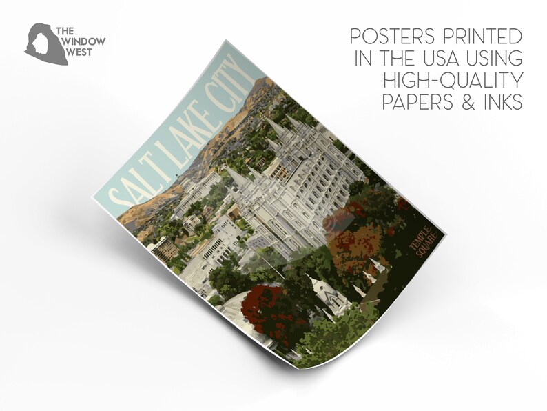 Salt Lake City Utah Vintage Style Travel Poster Salt Lake Etsy