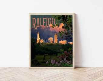 Raleigh North Carolina City Print, Raleigh North Carolina Art