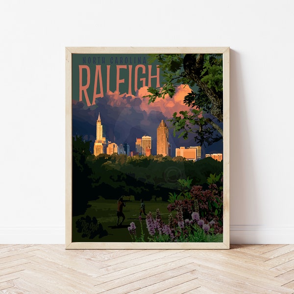 Raleigh North Carolina City Print, Raleigh North Carolina Art