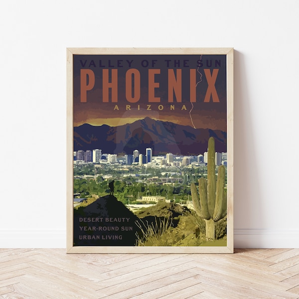 Phoenix Arizona Desert Print, Pheonix Arizona Mountain Poster