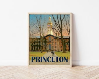 Princeton New Jersey Vintage Style Print, New Jersey Travel Poster
