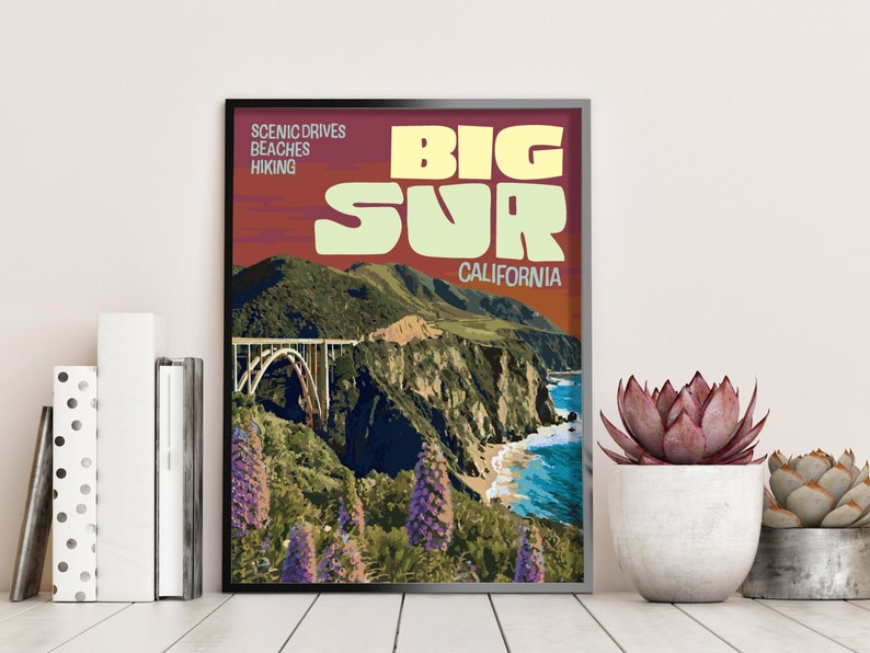 Big Sur California Poster, Big Sur National Forest Poster, California Poster, Big Sur Travel Poster. Big Sur Art image 1