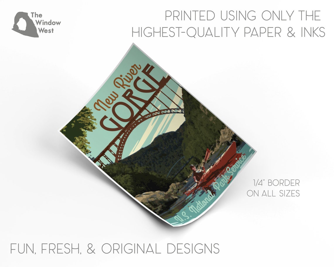 New River Gorge Poster New River Gorge Print Vintage Travel | Etsy