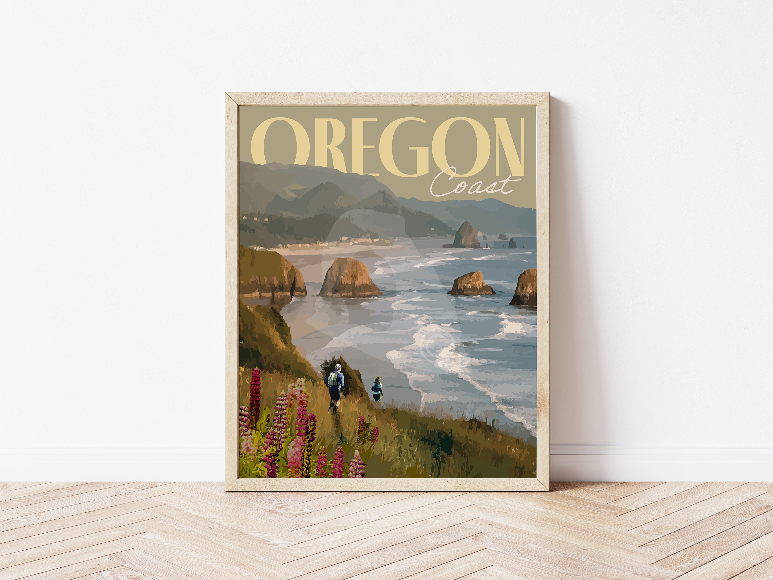 Oregon Coast Print, Oregon Coast Vintage Style Travel Poster - Etsy