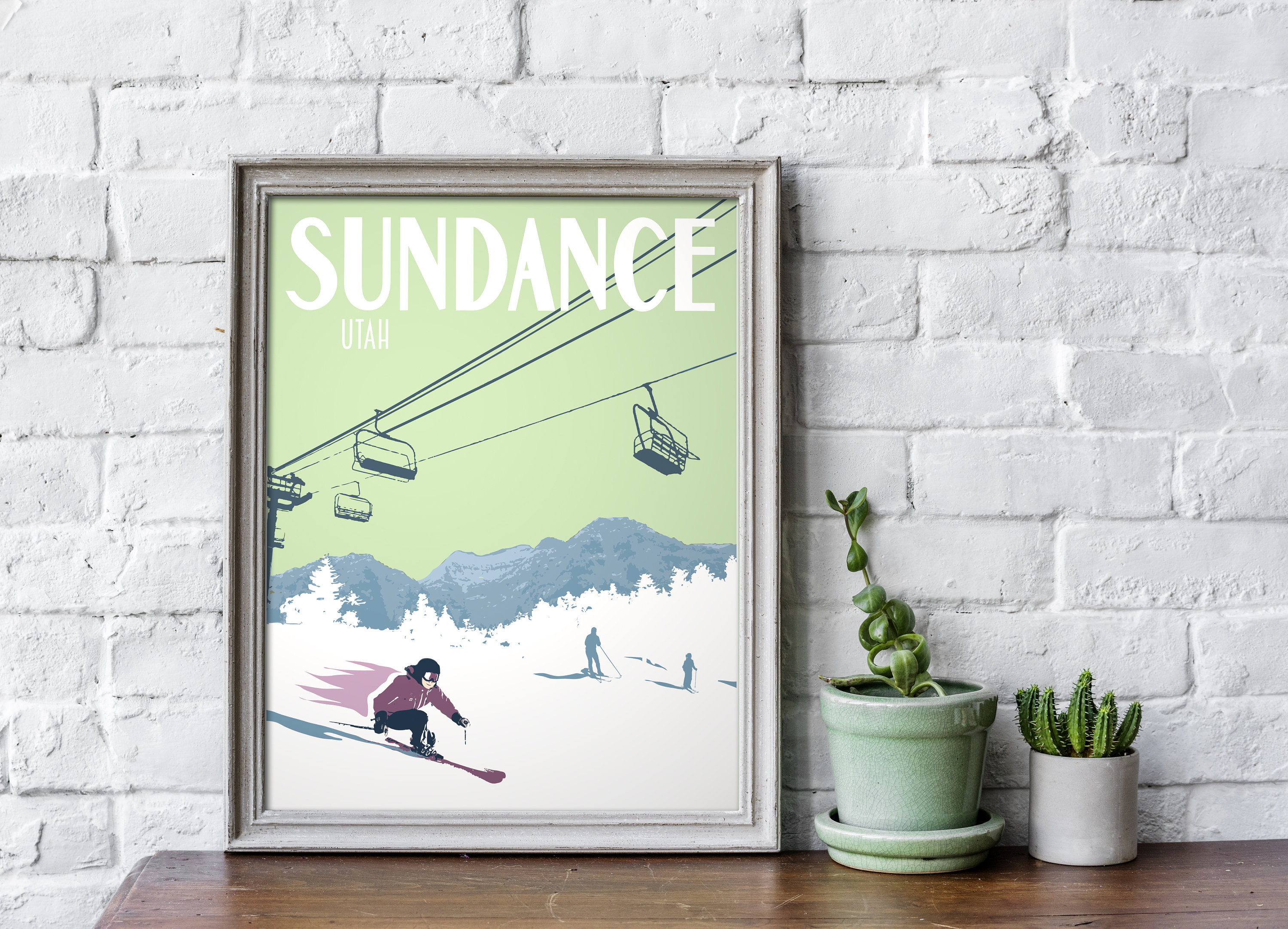 Sundance Utah Skiing Vintage Style 