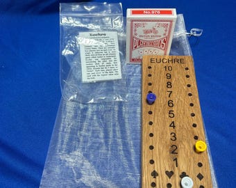Euchre Card Game Kit with Scorekeeper and Pegs