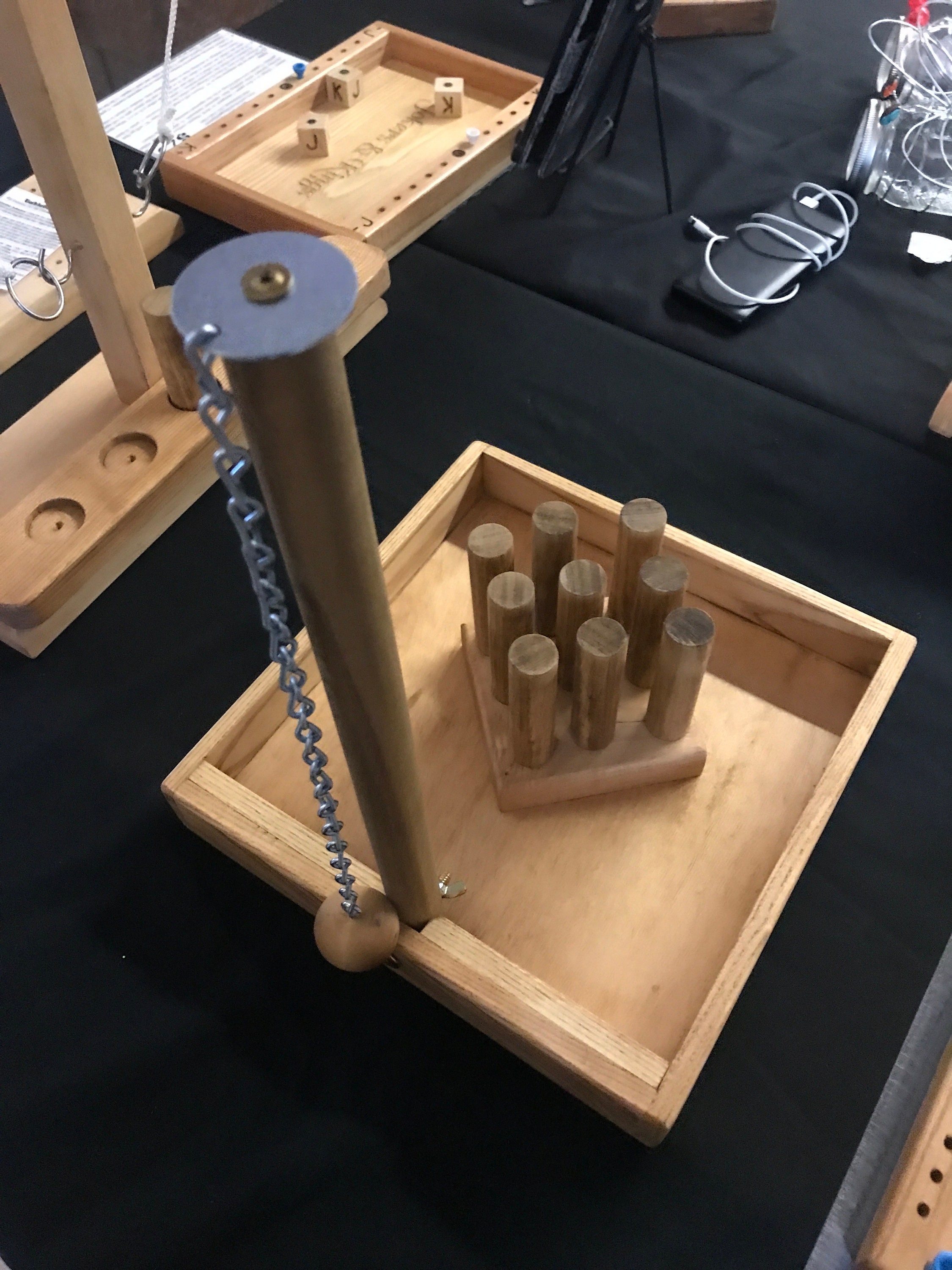 Vntage Bke Wooden Bar Skttles Game Sold Wood Bowlng Set Pub