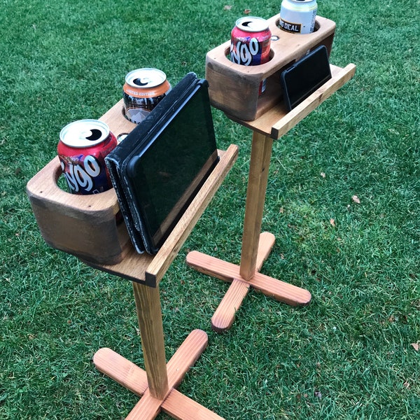 Drink holder pair with phone or digital scoreboard shelf