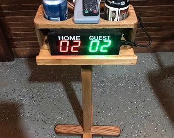 Double drink holder with scoreboard shelf
