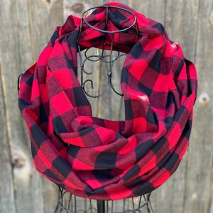 Red and Black Buffalo Plaid Lightweight Infinity Scarf