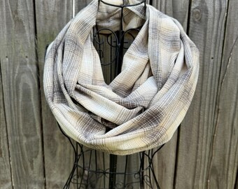 Cream, Tan, and Grey Mediumweight Infinity Scarf