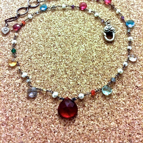 marry me- multicolor gemstone choker pick your color or garnet center sundance style necklace