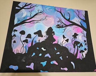 Alice in Wonderland acrylic painting