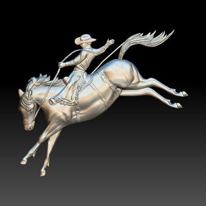 3D STL File for CNC - Horse and cowboy