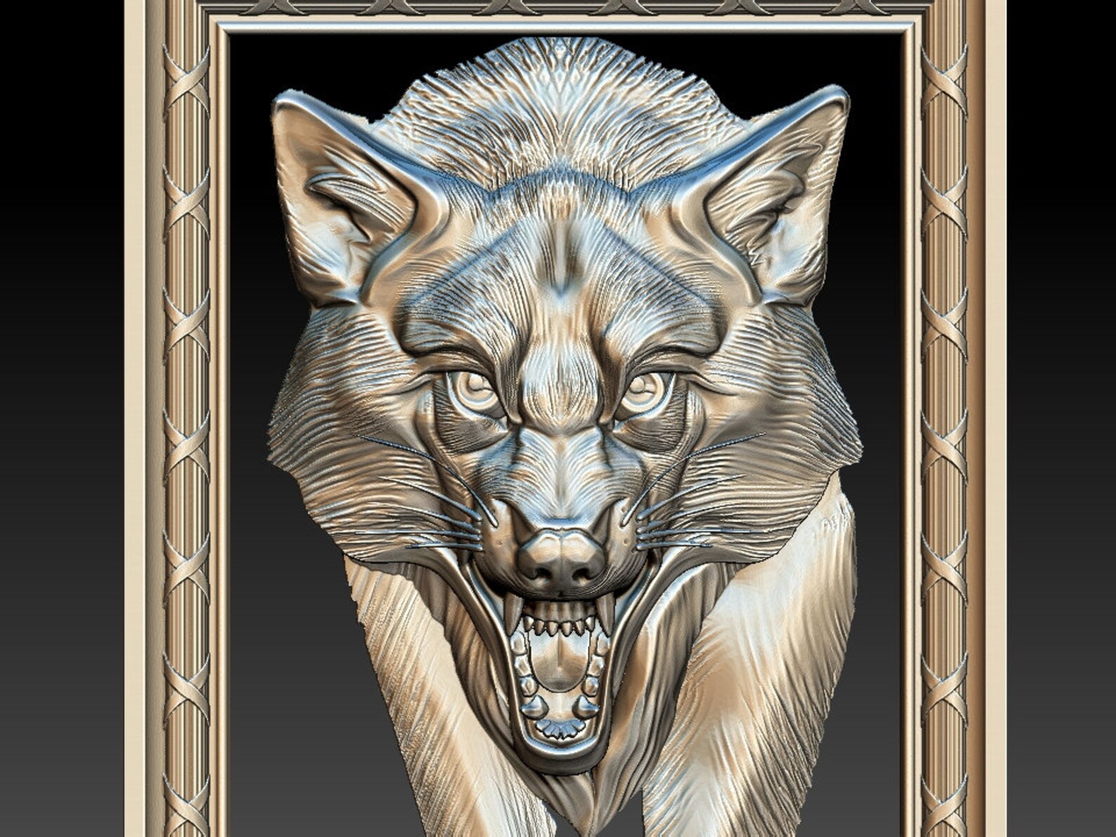 3D STL model Wolf with frame Etsy
