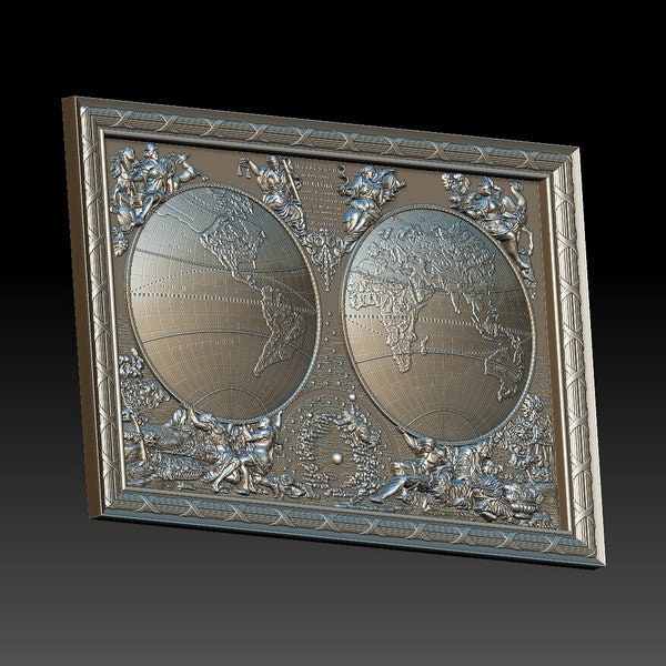 3D STL File for CNC - World Map With Frame - Etsy
