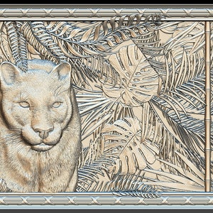 3D STL model for CNC - Black Panther in the Jungle