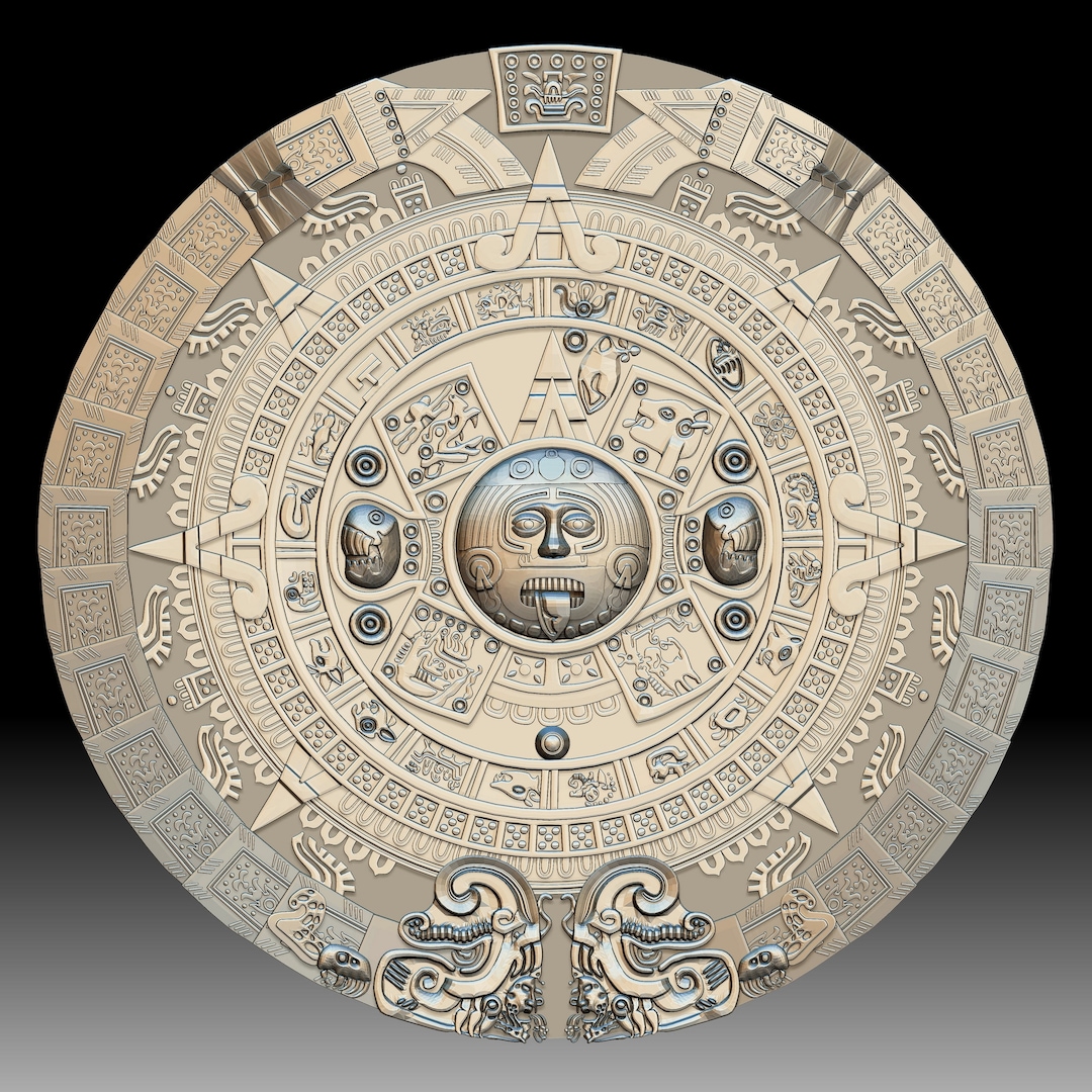 3D STL Model for CNC Mayan Calendar Etsy