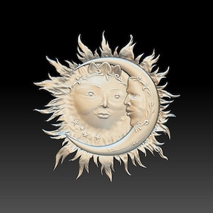 3D STL File for CNC - Sun and moon