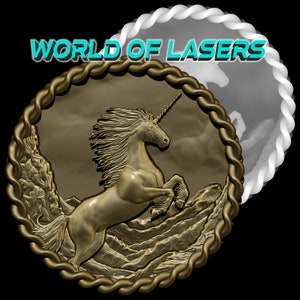 3D model Stl and Grayscale for Laser and CNC milling machines - Unicorn