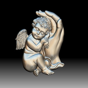 3D STL File for CNC - Angel with hand