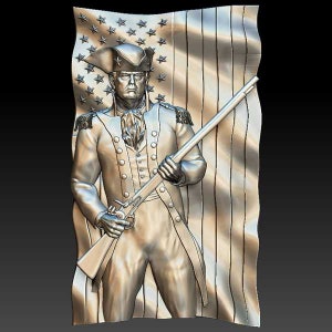 3D STL File for CNC - Trump v2 with Flag USA