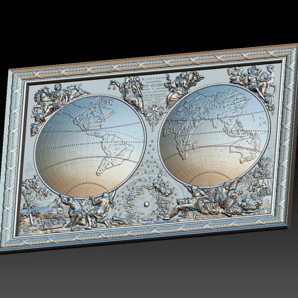 3D STL File for CNC - World Map With Frame - Etsy