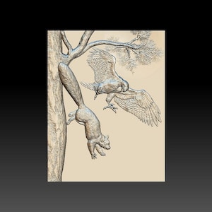 3D STL File for CNC - Falcon and squirrel