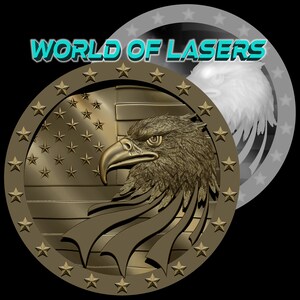 3D model Stl and Grayscale for Laser and CNC milling machines - Eagle Head with flag USA