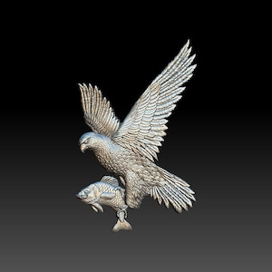 3D STL File for CNC - Falcon with fish