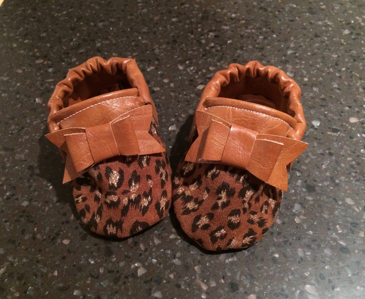 Cheetah Print and Faux Leather Handmade Bow Moccasins Baby | Etsy