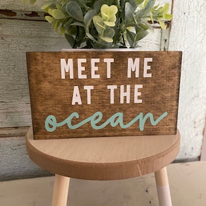 Meet me at the ocean, beach sign, beach decor, tiered tray decor, tiered tray sign, sumner decor, beach house decor